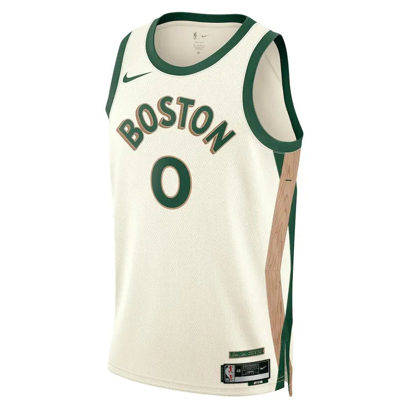 Maillot Boston Celtics No 0 Jayson Tatum White/cream/green