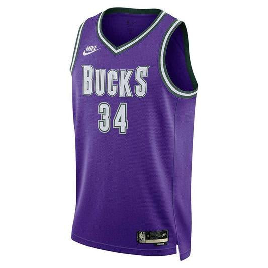 Maillot Milwaukee Bucks No 34 Giannis Antetokounmpo Purple