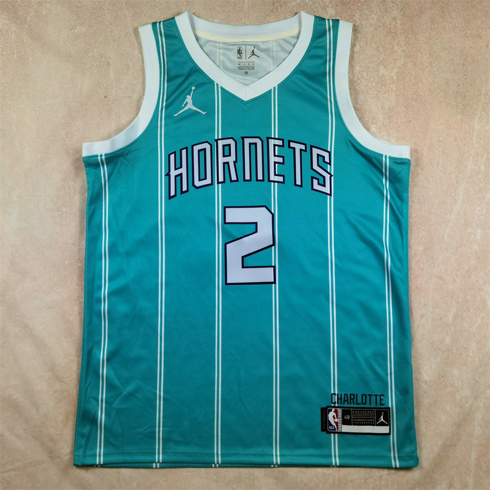 Maillot Vintage Charlotte Hornets No 2 Johnson Green