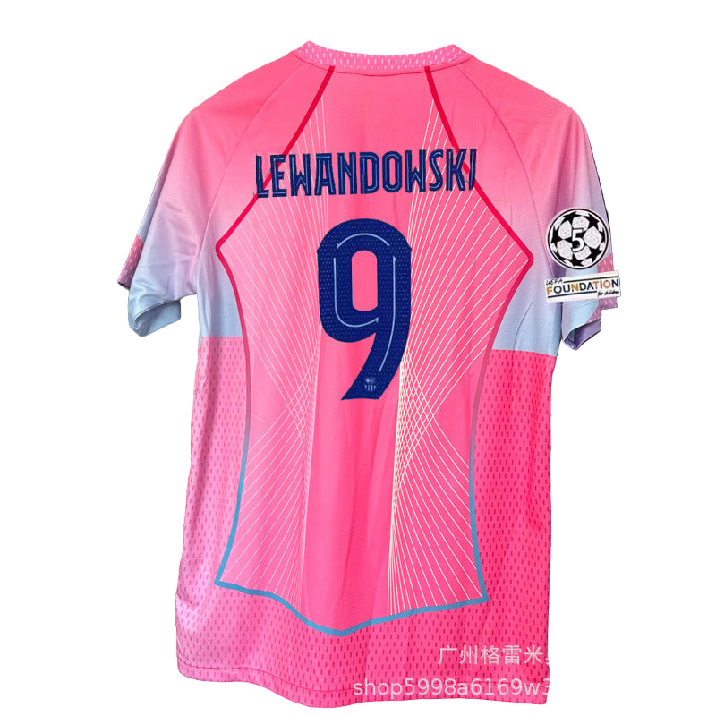 Maillot Barcelone No 9 Lewandowski Domicile Edition pink 25/26