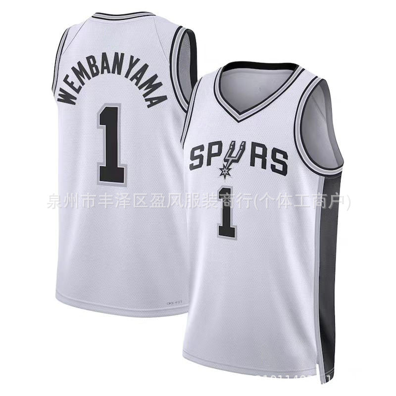 Maillot San Antonio Spurs No 1 Wembanyama White