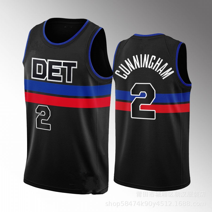 Maillot Detroit Pistons No 2 Cade Cunningham Black