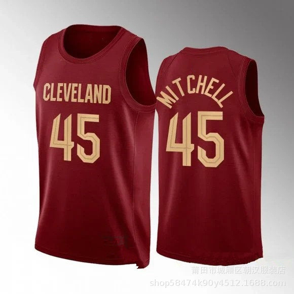 Maillot Cleveland Cavaliers No 45 Mitchell Bordeaux