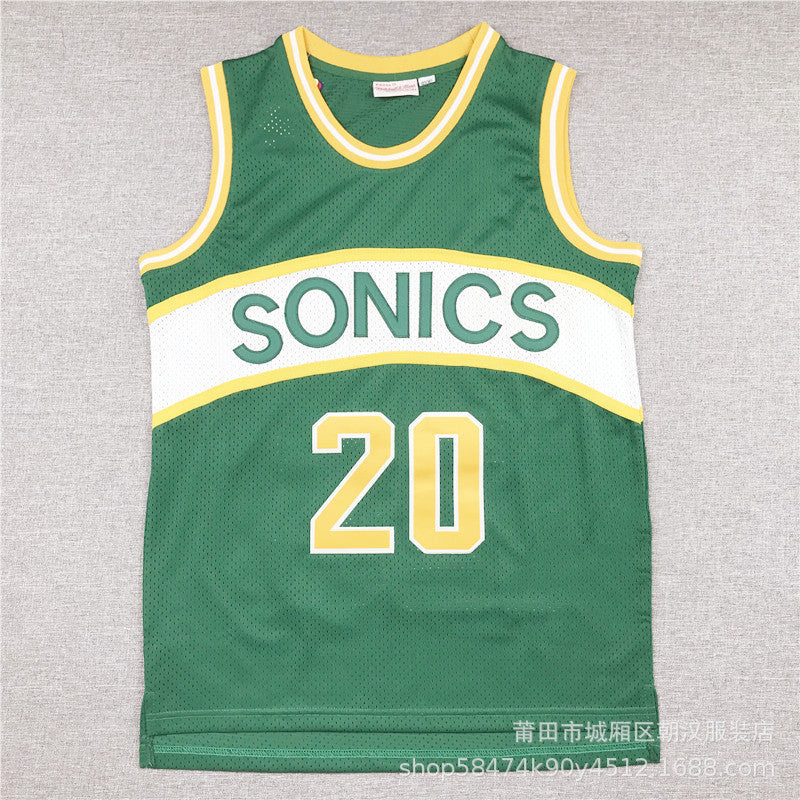 Maillot Seatle Sonics No 20 Gary Payton Vintage Green