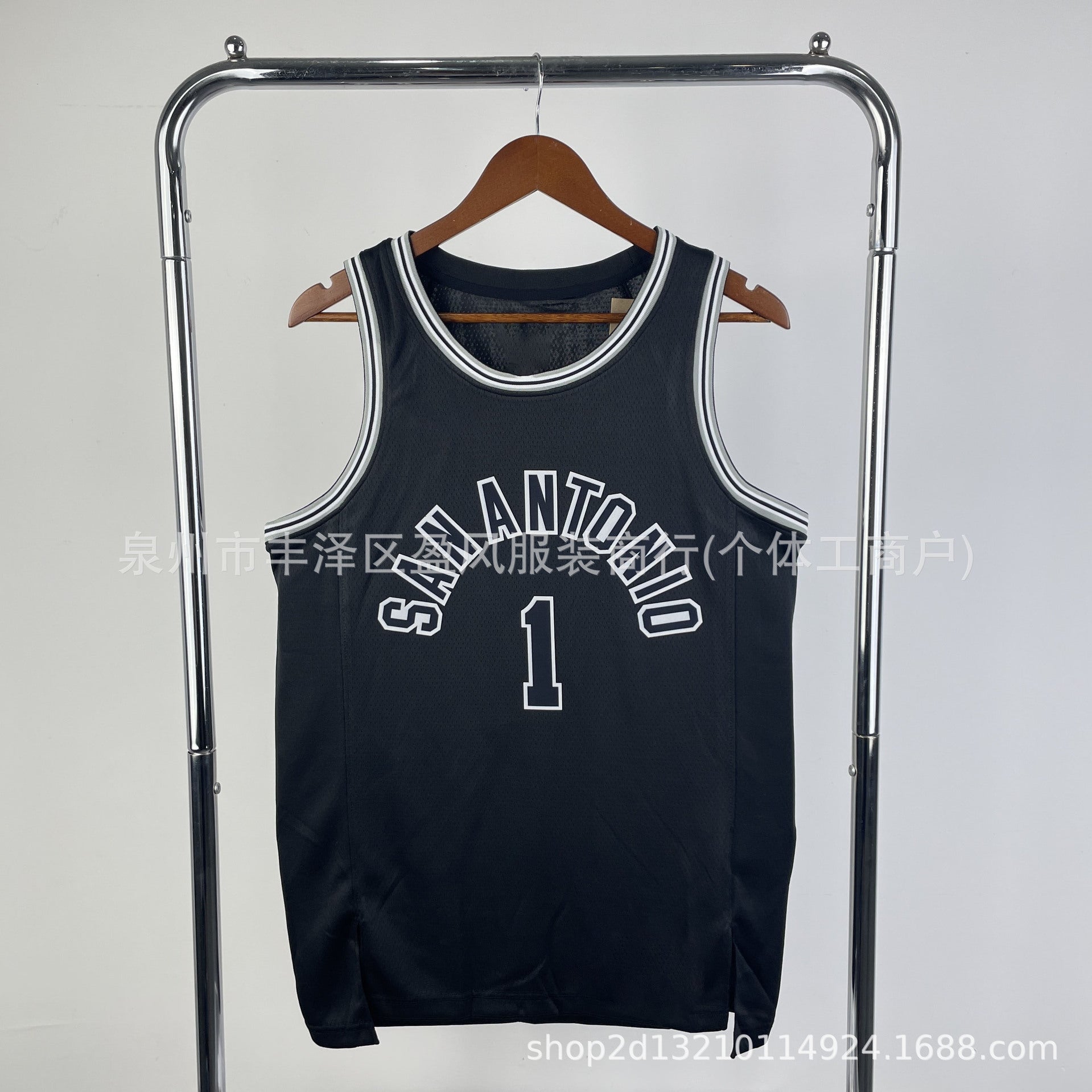 Maillot San Antonio Spurs No 1 Wembanyama Vintage noir