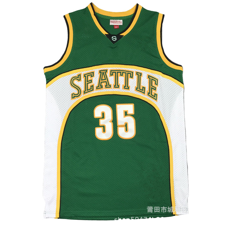 Maillot Seatle Sonics No 35 Kevin Durant Vintage Green