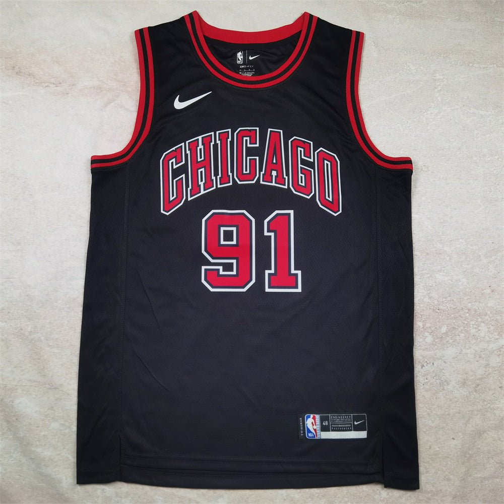 Maillot Vintage Chicago Bulls No 91 Rodman Black