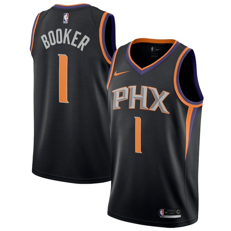 Maillot Phoenix Suns No 1 Devin Booker regulat Black