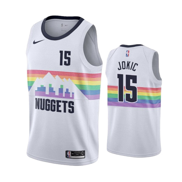 Maillot Denver Nuggets No 15 Jokic White