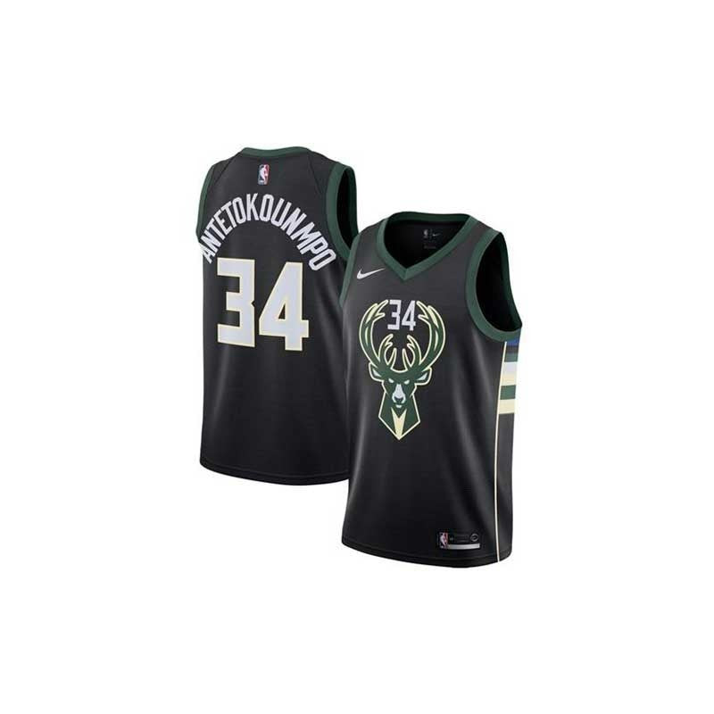 Maillot Milwaukee Bucks No 34 Giannis Antetokounmpo Black