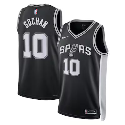 Maillot San Antonio Spurs No 10 Sochan Edition Icon Black
